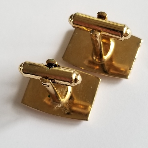 Vintage letter E cuff links gold tone cufflinks square classic alphabet monogram - Picture 7 of 10